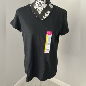 Gildan Women's Black V-Neck Tee Sz L